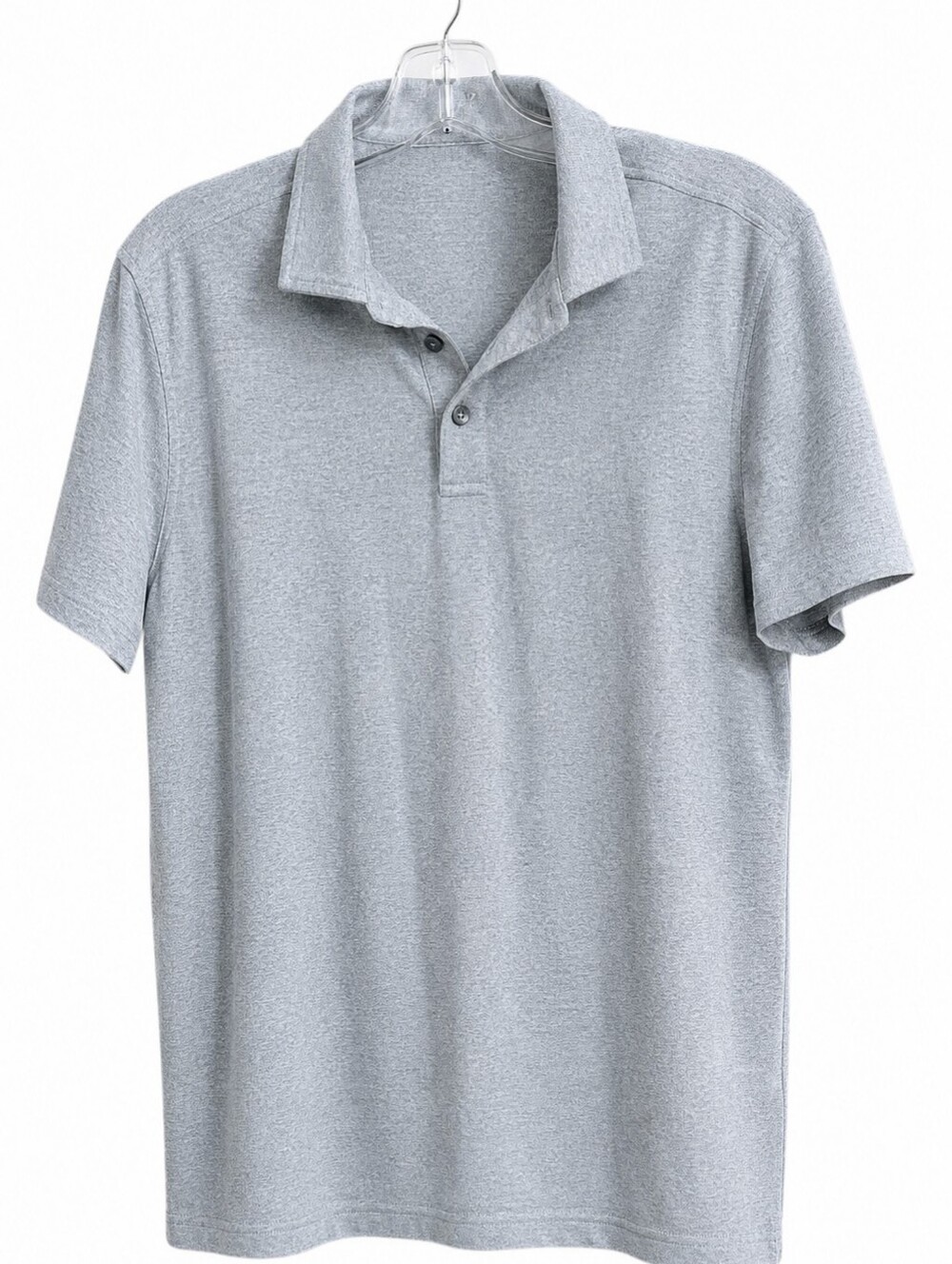 Lululemon Men's Large Blue Gray Heather Polo Shirt Short Sleeve Athletic Golf